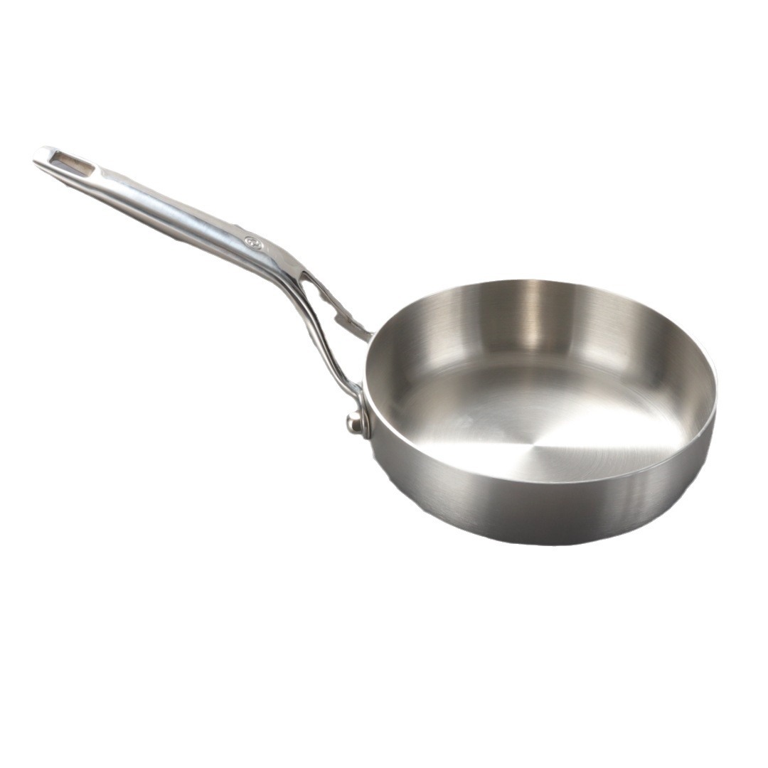 Nordic Style Universal 304 Stainless Steel Frying Pan Thickened Three-Layer Composite Steel Omelette Pan Wok Type for Cooking