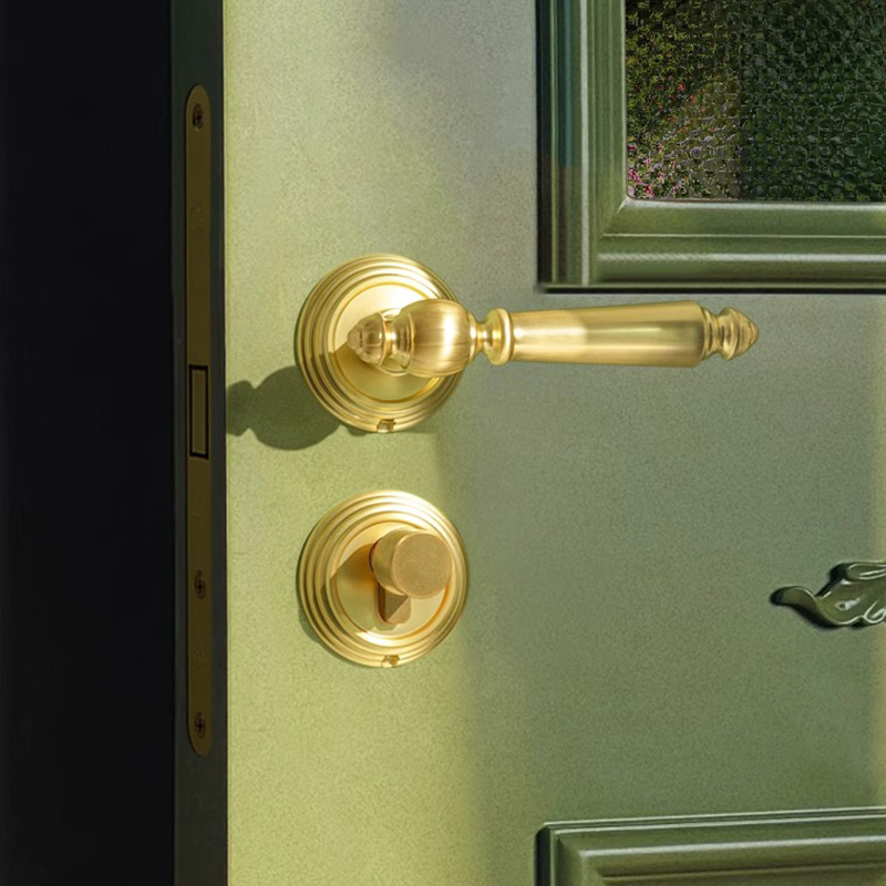 American style bedroom indoor French door lock household universal magnetic suction silent room door lock wooden door handle
