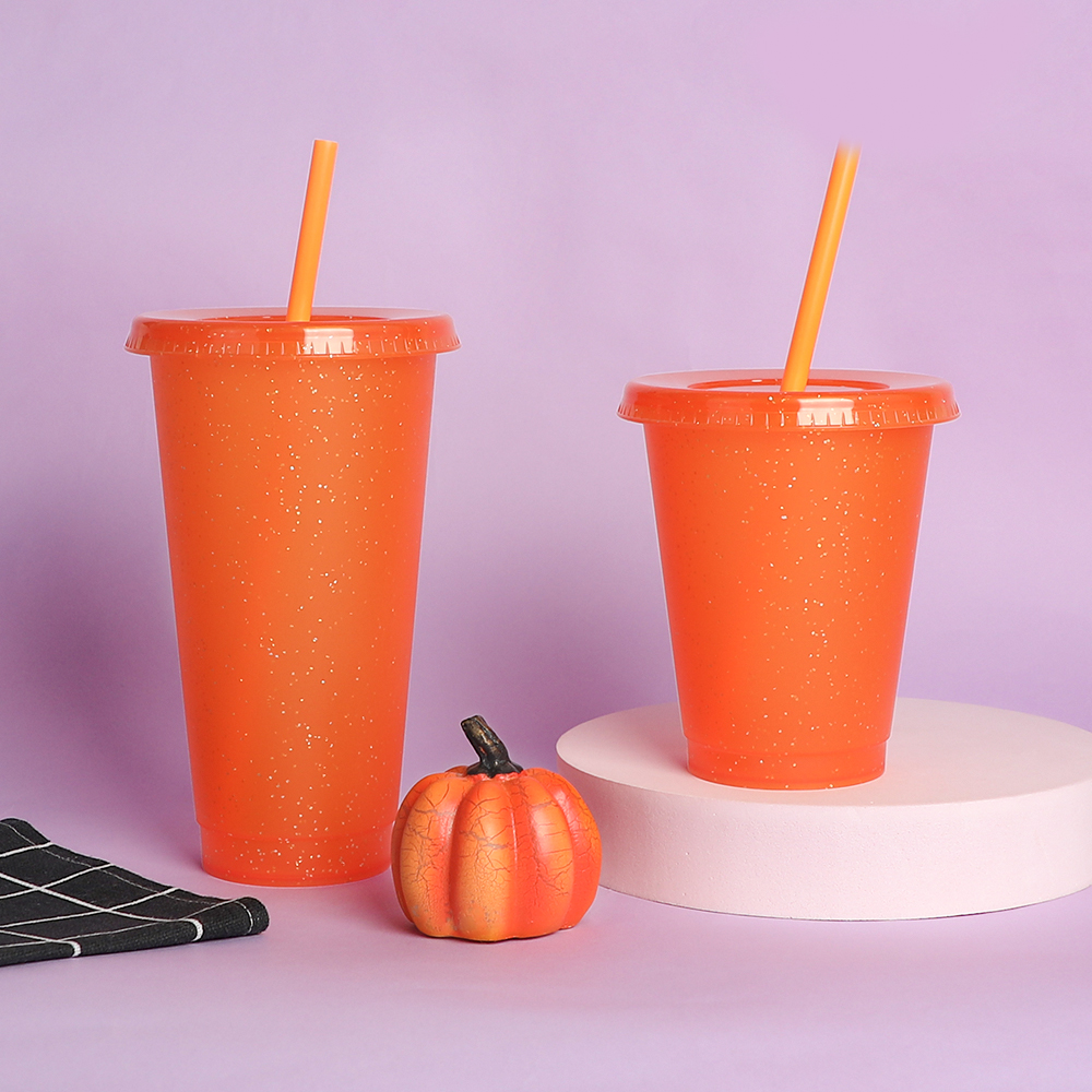Halloween Party Mugs Plastic Novelty Gift Cheap Drinking Mugs With Lid and Straw