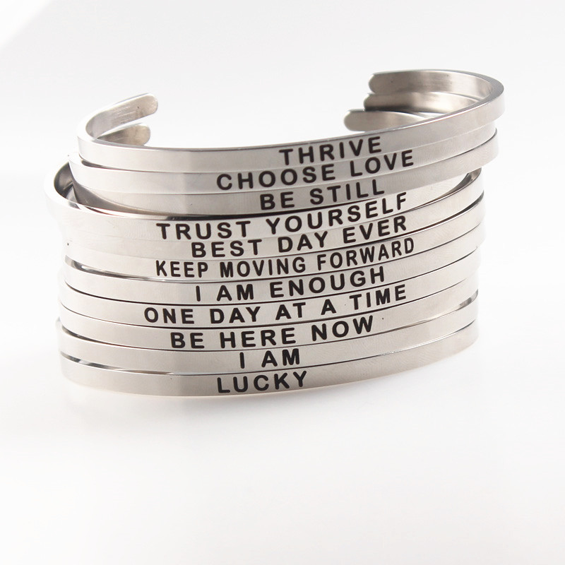 Wholesale stocked custom logo spacer metal stainless steel metal bracelet blanks