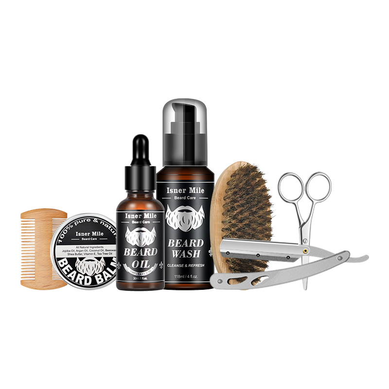 Custom men's moustache and beard growth kit for mens organic grooming gift set