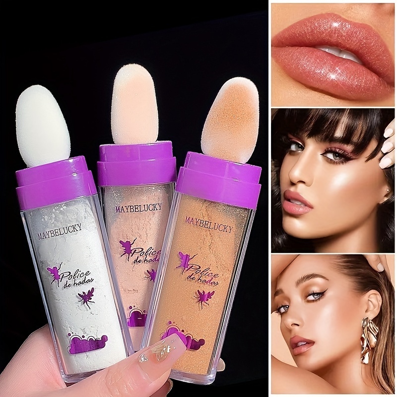 3 Styles Fairy Glitter Powder Highlighter Stick - Body Glitter for 3D Face Makeup Long-Lasting Natural Body Brightening Shimmer