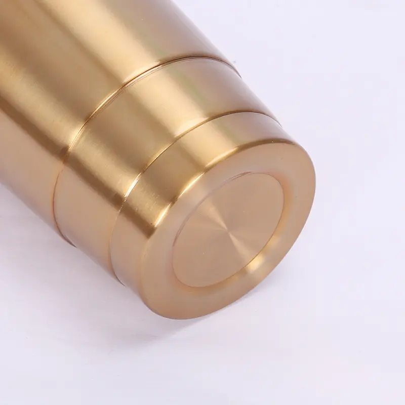 Water Bottle Tumbler Threaded Gold Plating Stainless Steel Metal Tumbler Double Wall Coffee Tumbler WB050K