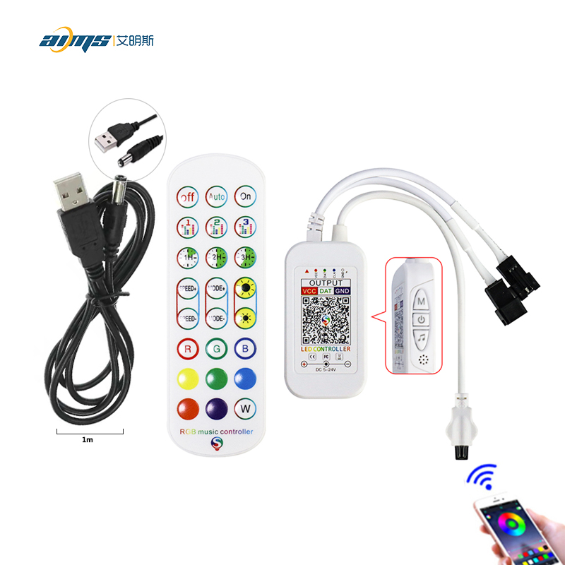 Лидер продаж DC5-24v 24key RGB светодиодный музыкальный пульт дистанционного управления для сон цвета светодиодной ленты с 1 м USB кабель приложение rgb контроллер ic