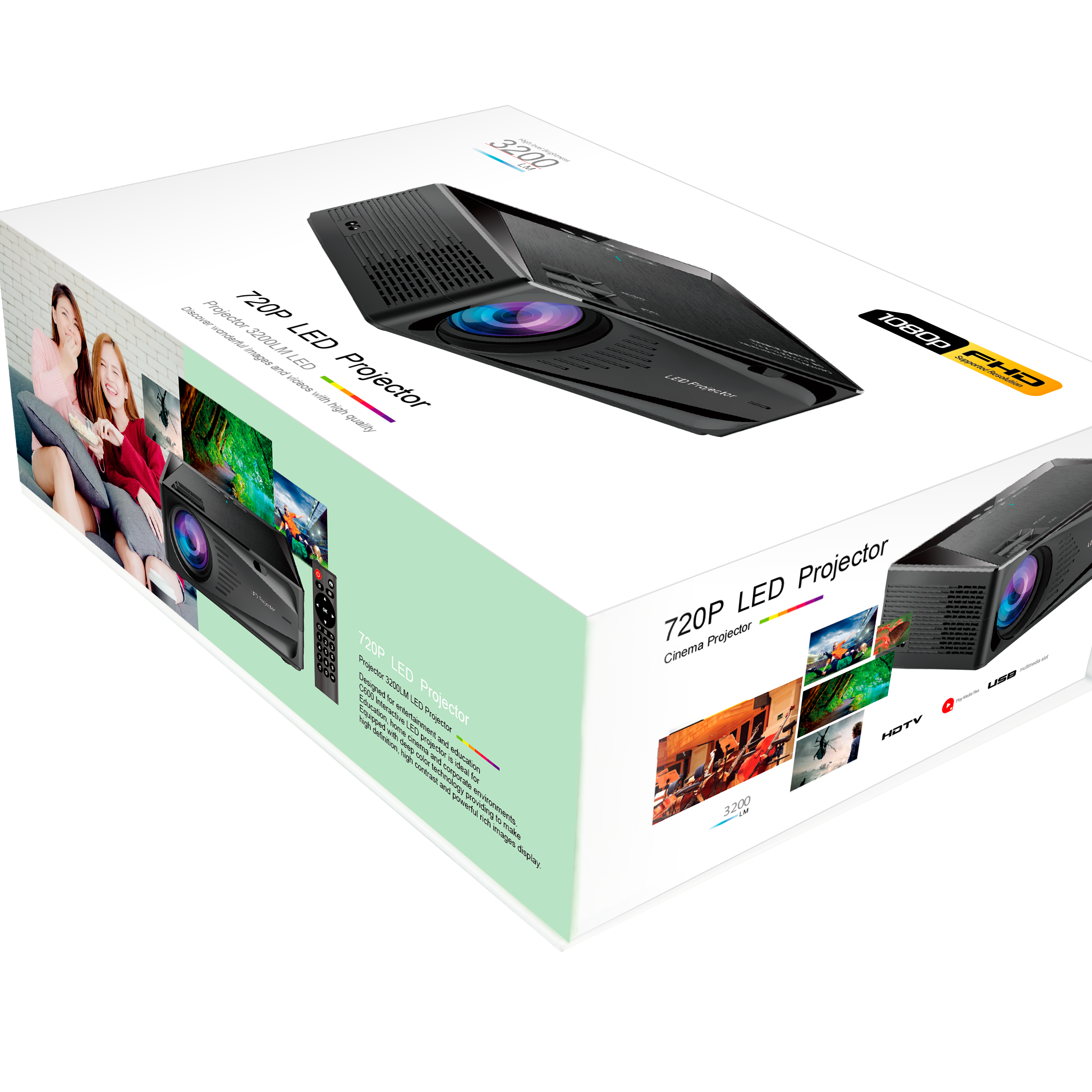 Проектор для домашнего кинотеатра Miracast с ЖК-проектором 1280*720P 200ANSI люменов 2000:1 OEM и ODM