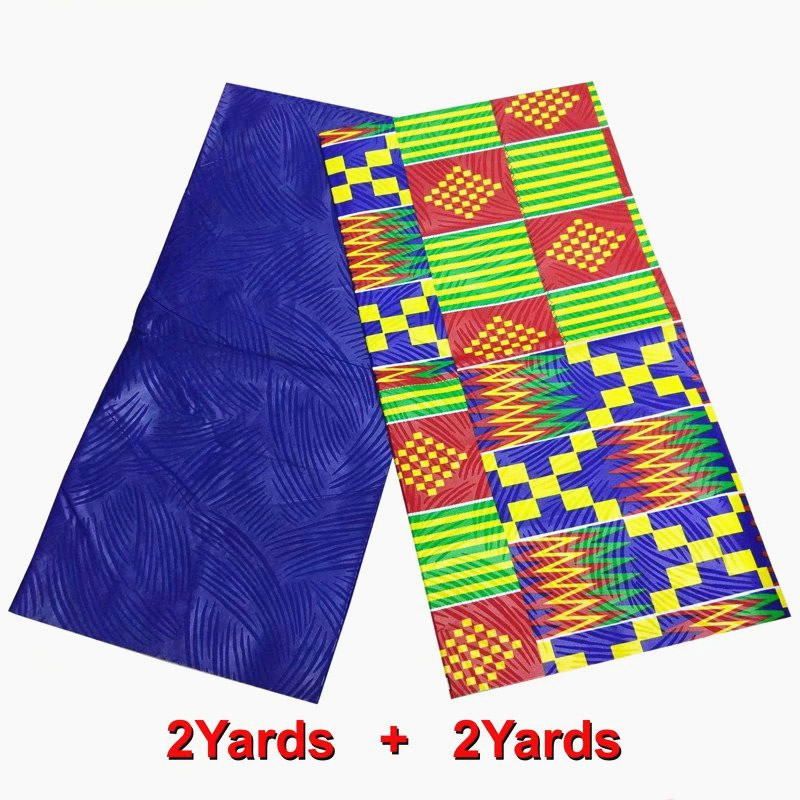 LIULANZHI Hotsale african bazin 2yards + 2yards wax fabric african wax prints fabric with bazin set 13BL01