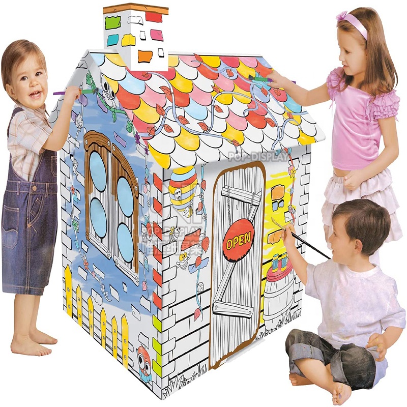 Cardboard Painting Playhouse Paper Tent  DIY Art and Craft Coloring and Drawing  Fun Indoor   Outdoor Gift for Children