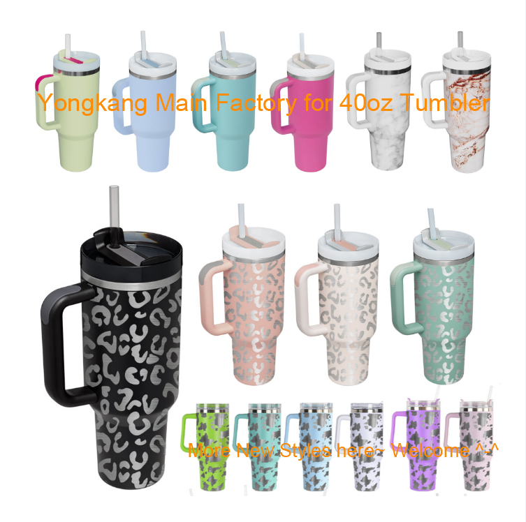 2023 leopard print  h2.0  20oz 30oz 40oz Adventure Flowstate Quencher Tumbler Travel mug Tumbler with handle and straw