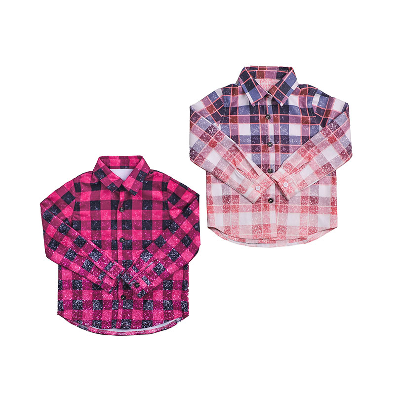 New Design Ladies and Girls Blouse Vintage Checked Bleached Shirts
