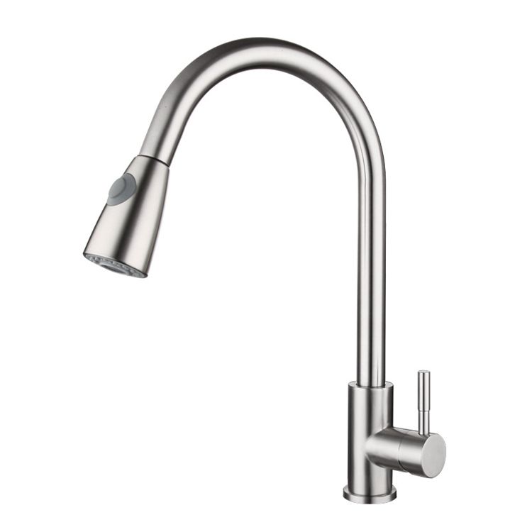hot sale 304 steel brushed nickel kitchen faucet with deck plate pull down kitchen faucet