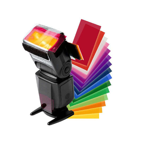 KALIOU Color Cards 12pcs Flash Diffuser Gel Pop up Color Card Correct Filter For Speedlited Photography With Rubber Band Filter