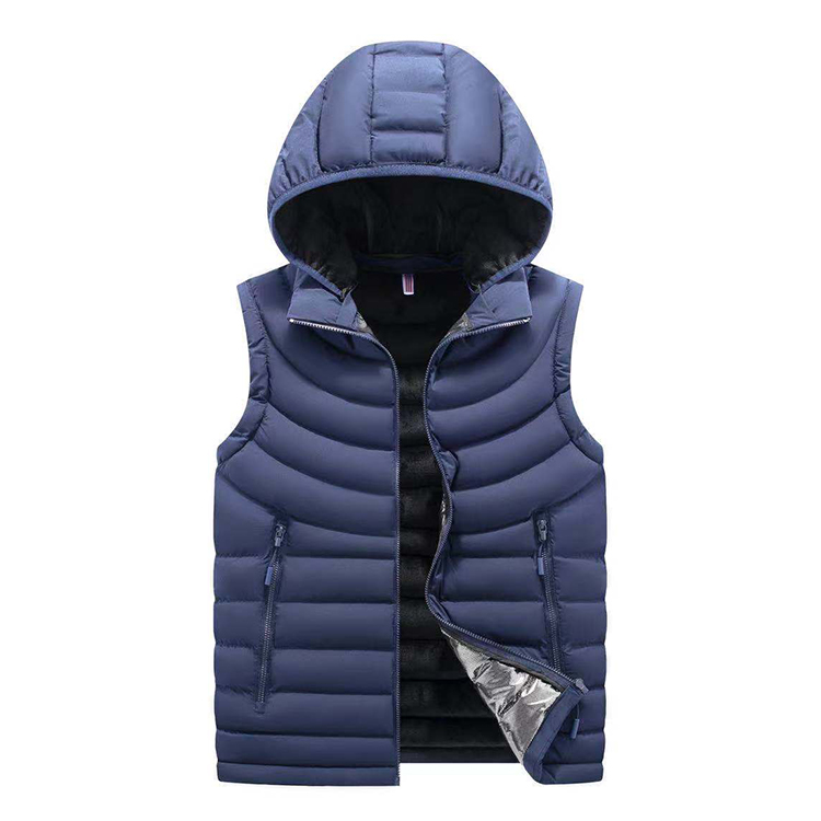 Winter wholesale multi pocket cotton padded vest for men with detachable hood