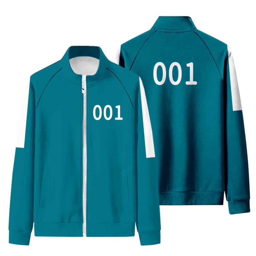 Squid Game Cosplay Costumes Blue Jacket Pants Set Round Six PARK HAE SOO 218 Role Play Costume Plus Size Sportswear Sweatshirt