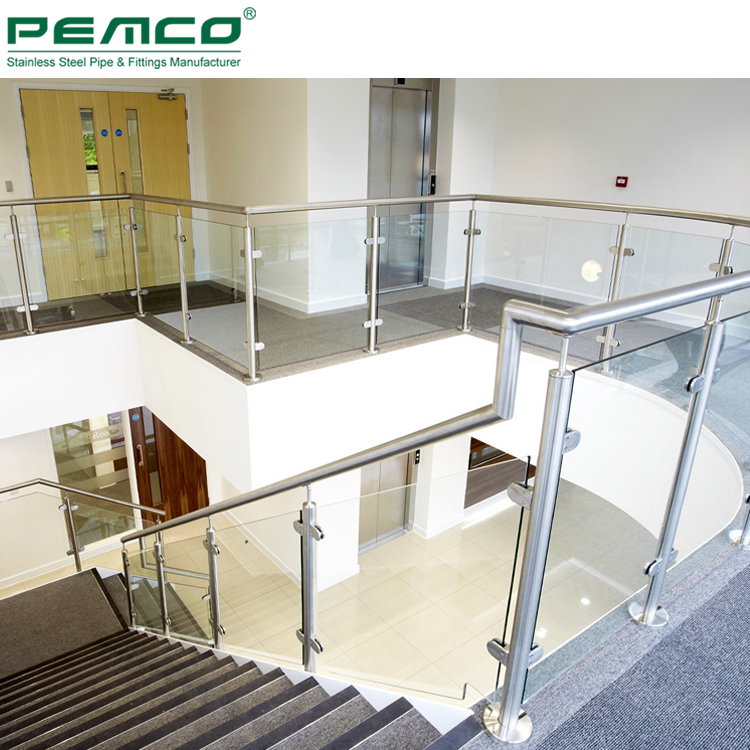 Modern Design Indoor Stainless Steel Tempered Residential Glass Stair Railing System