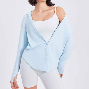 Cool Shirt Sports Jackets Women's Loose Yoga Clothes Top Quick Dry Outdoor Running Fitness Yoga Long Sleeve summer