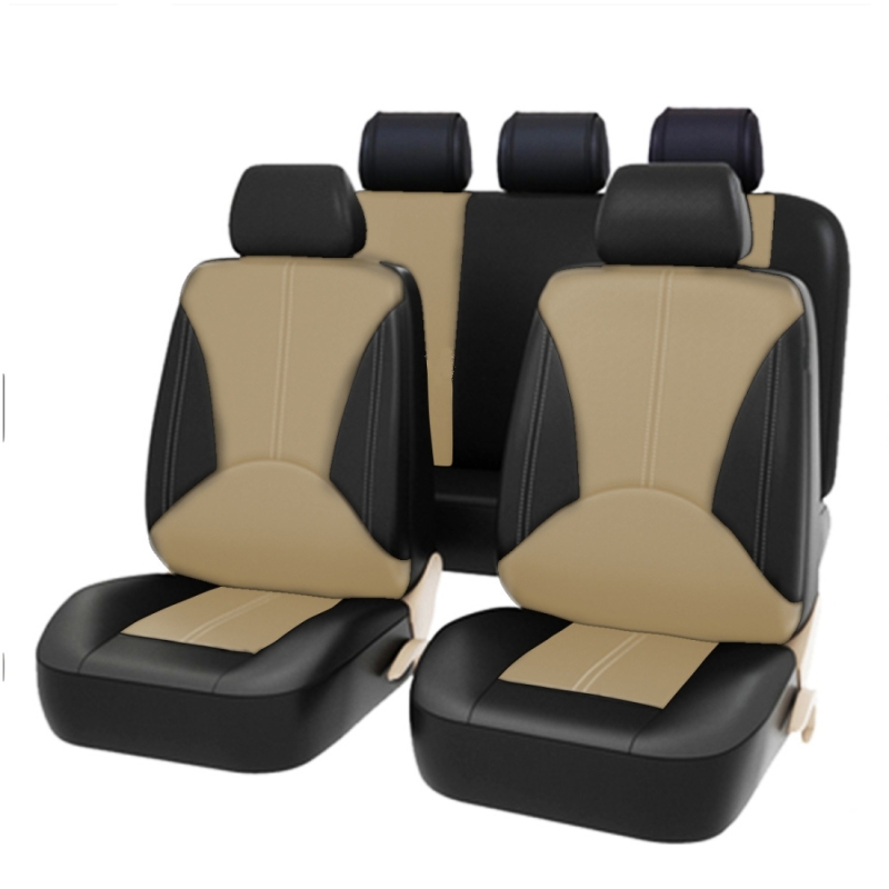 High Quality 9 in 1 Universal PU Leather Four Seasons Anti-Slippery Cushion Mat Set for 5 Seat Leather Car Seat Covers