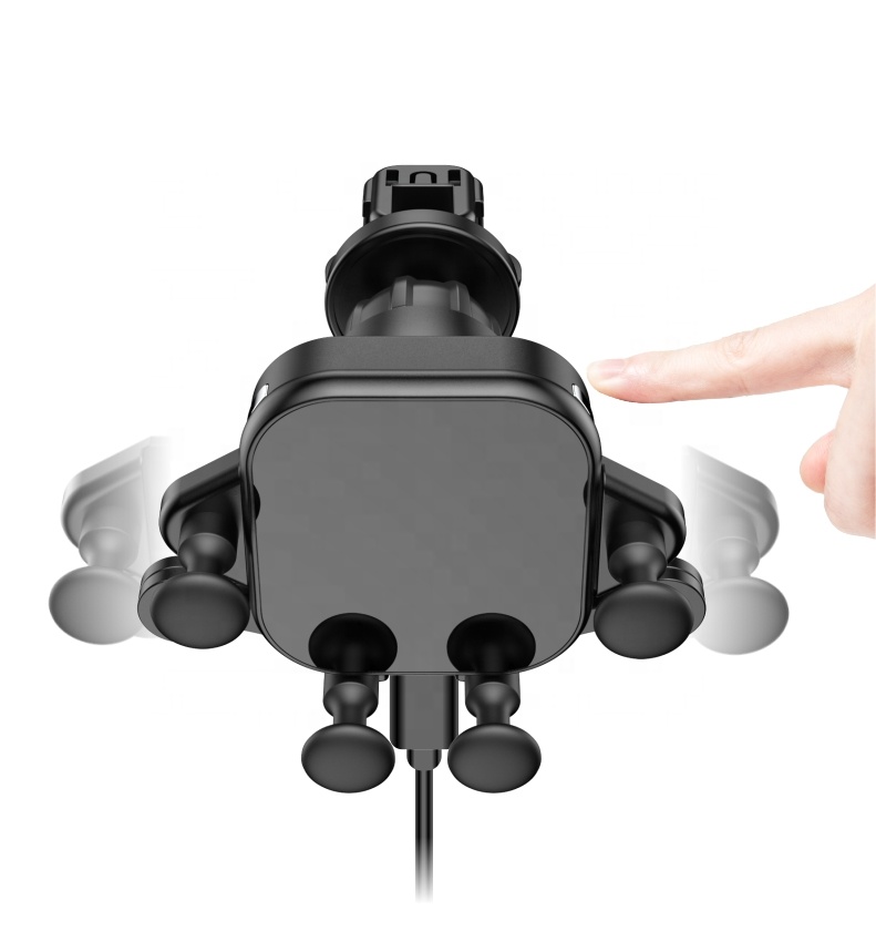 Multi-Protection Free Adjustable 15W Smart Touch Sensor Phone Charging Holder Wireless Car Charger With Stretchable Hook