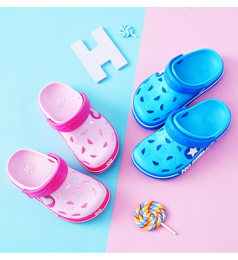 2021 New Production Cute Cartoon Colorful Light Children Sandals Clogs Shoes Garden Eva Holey Kids clogs shoes