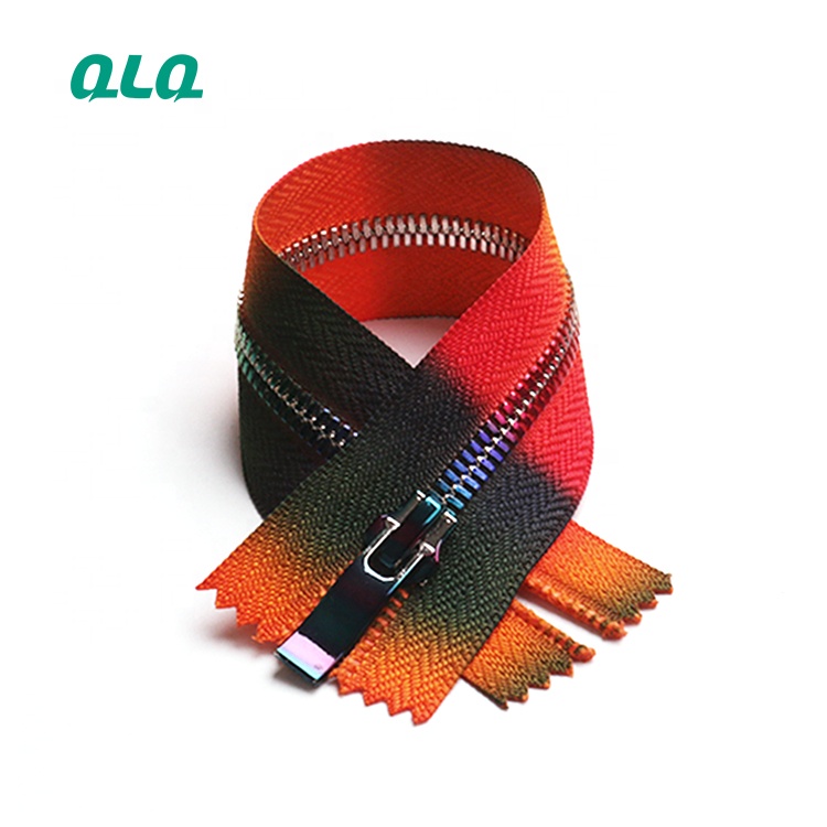 Rainbow Brass teeth Metal Zipper #10 Chain raw metal Zipper Tape