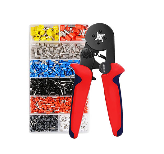 Self-adjustable Ratchet Wire Crimping Tool Kit Crimper Plier Set with 1200PCS Wire Terminals Crimping Connectors Wire End Ferrul