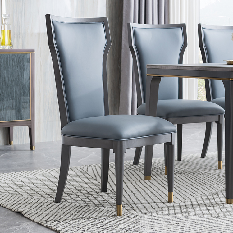 Welliton OEM&ODM Luxury Furniture Solid Wood Leather Modern Dining Chairs