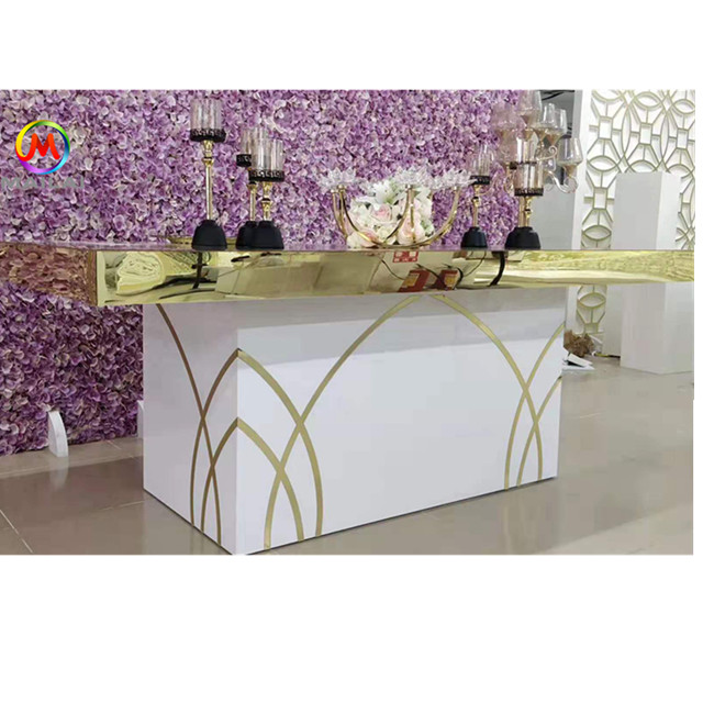 Party PVC Mirror Gold Acrylic Table For Wedding Decoration
