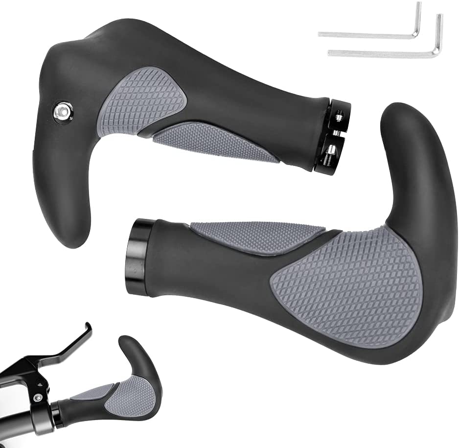 Bike Handlebar Grips For 22.2 Double Lock-on Bike Grips Handle Bar End Holding Locking Bicycle Grip Shock Resistance Rubber