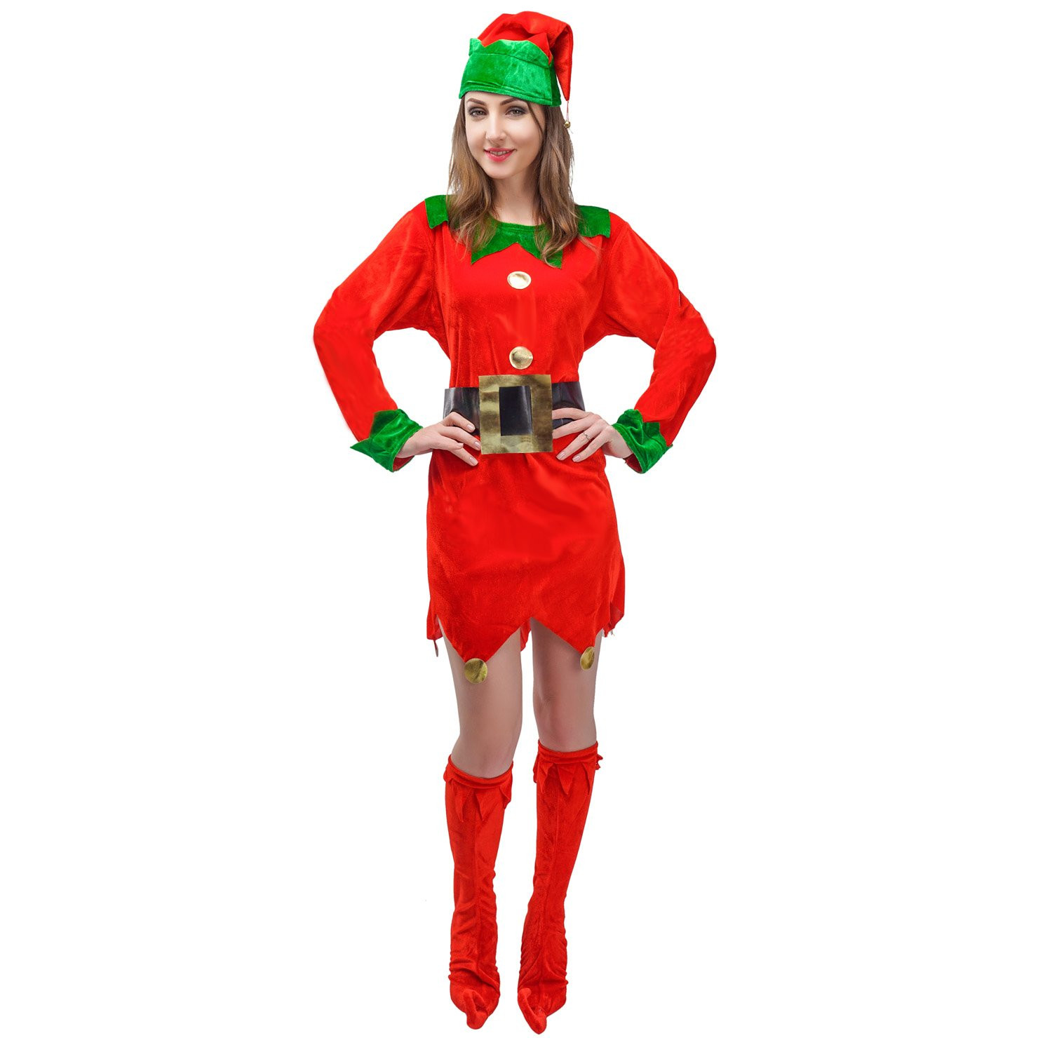 Christmas costume thickening solid color Santa Claus imitating costumes adult women's skirt thickening stage