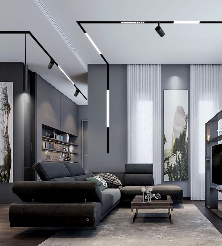 hot selling new design safety voltage DC48V recessed ceiling cob LED light track rail magnetic