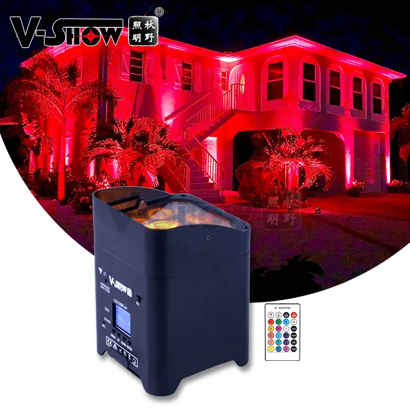 6*18W RGBWA+UV with wireless dmx&battery power IR remote WIFI with Iphone uplight dj wedding light