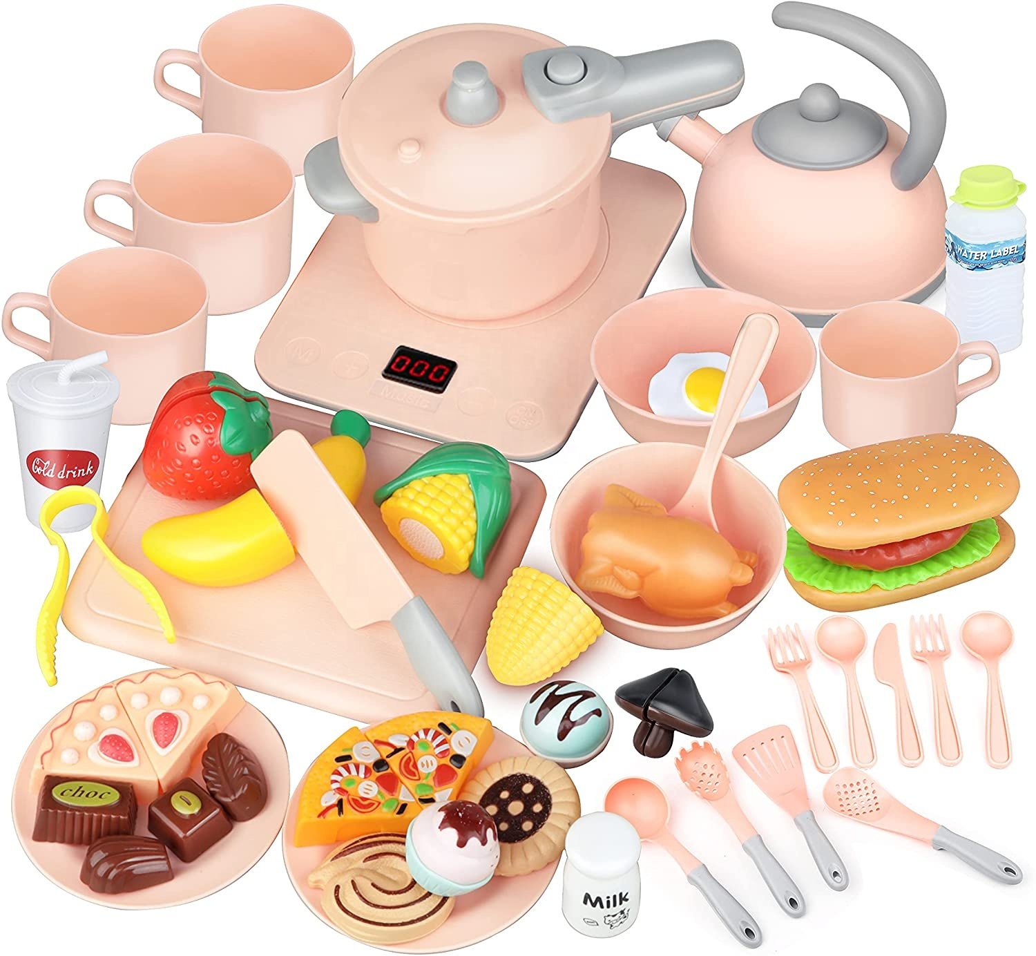 Newest product 55pcs accessories pretend play house kitchen toy early education kitchenware play set cooking toys for kids