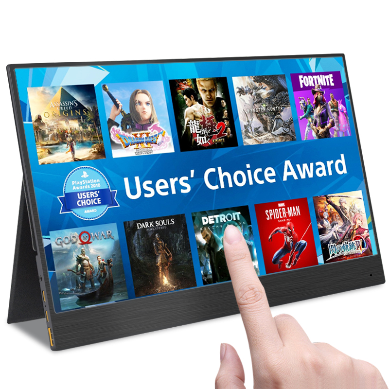 Портативный монитор с сенсорным экраном 13,3 дюйма 4k full HD с USB Type-C для расширенного игрового экрана мобильного ПК ноутбука