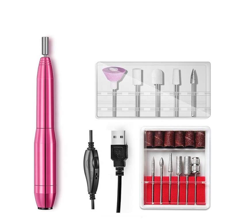 Fast Shipping Electric Aluminum Alloy Nail Polisher Remover Usb Portable Tool Grind Brush Nails Art Drill Bit Clean Acrylic Salo