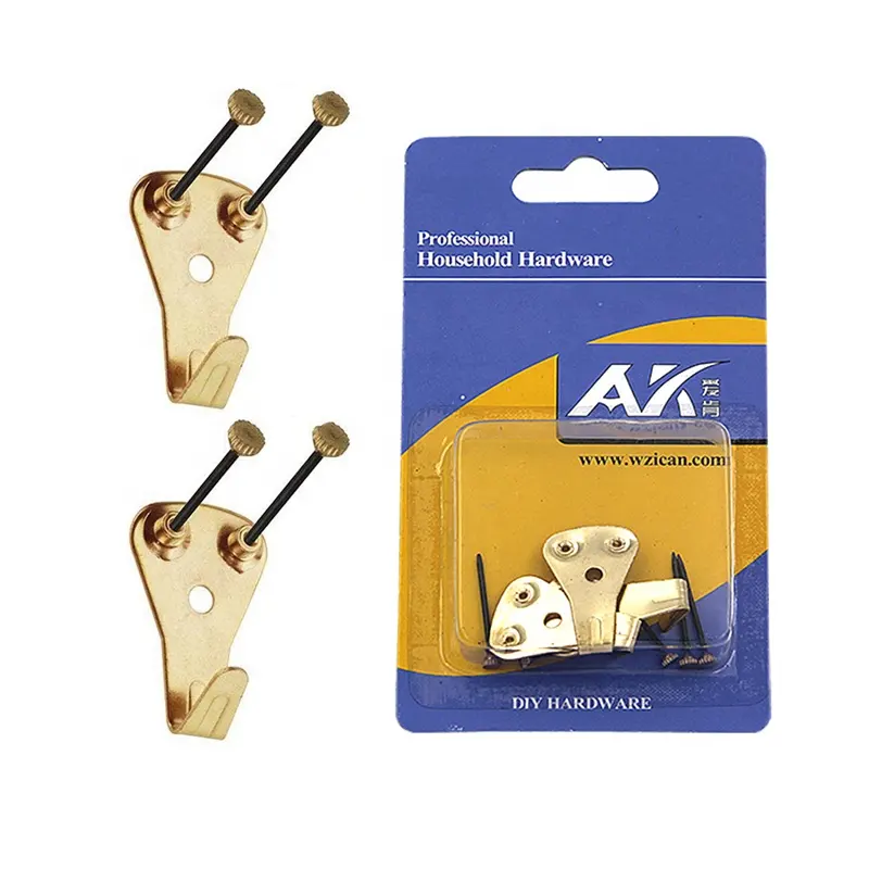 Factory supply heavy duty 50lb Picture Hangers with brass head nail supports to 50 pounds