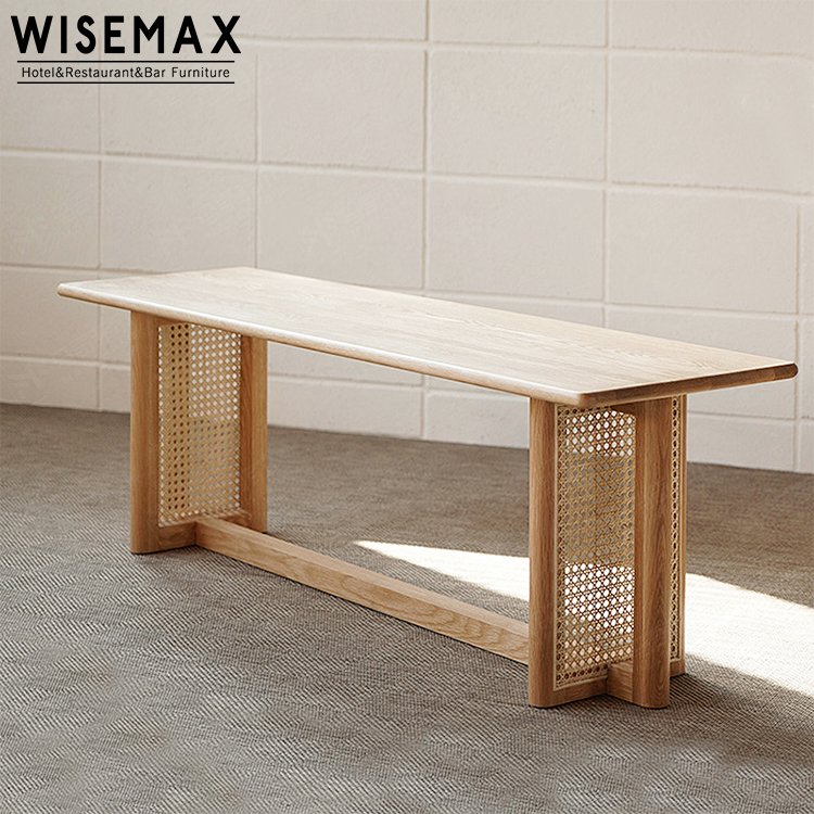 Hot sale modern living room Bench Natural Teak With Rattan chair rattan wood bench lounge chair recliner chair