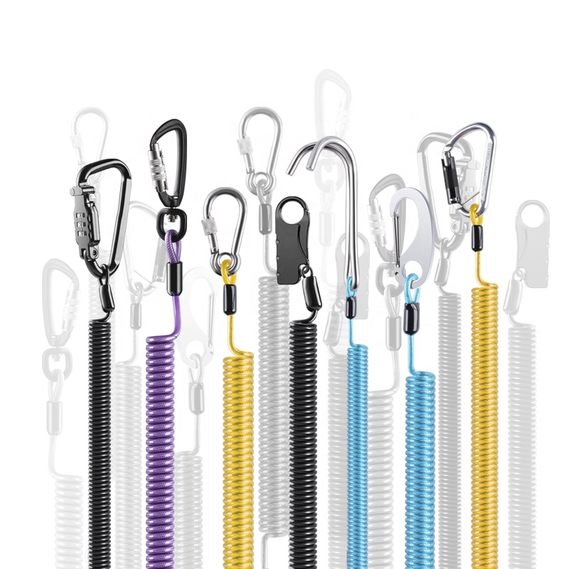 Hot selling retractible flexible plastic spring wire coil tool lanyard for safety
