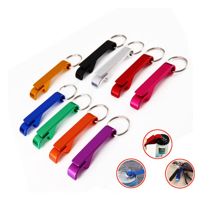 Customized Mini Portable Pocket Metal Bar Tools Bottle Opener Aluminum Key Ring Keychain Beer Bottle Opener