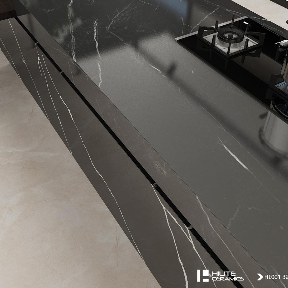 Calacatta Black Quartz Stone Natural Marble Kajarial Quartz In The Size Of 3200*1600mm