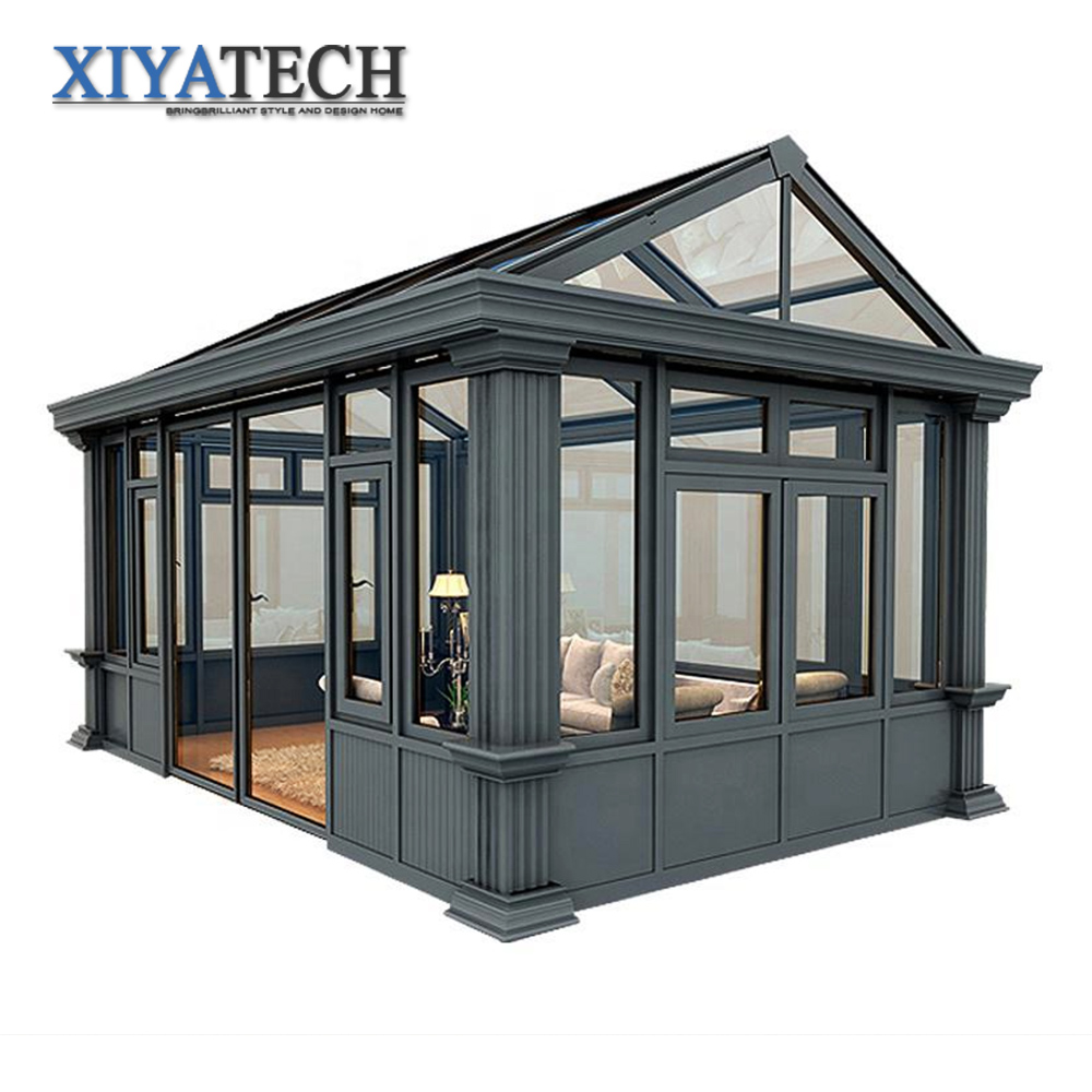 Xiyatech Изготовленный На Заказ 10x12 12x20 свободный стоящий low-e стеклянный дом 4 сезона солярий веранды алюминиевые застекленные террасы