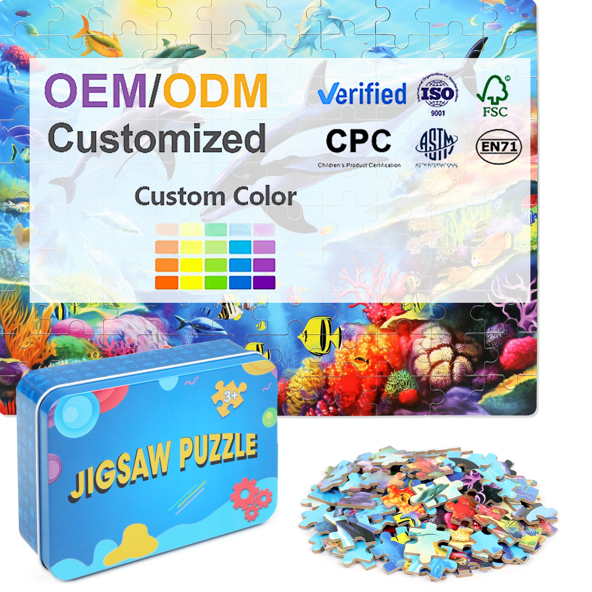Wholesale Custom Printing Mini 1000 Pcs Iron Box Maker Toys Games Puzzle Iq Jigsaw Puzzles For Kids Children Adult