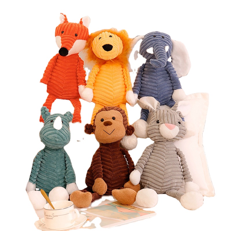 Wholesale New Striped Animal Plush Toy Cute Doll Creative Bunny Lion Fox Elephant Birthday Gift Push Stuffed Animal for Baby