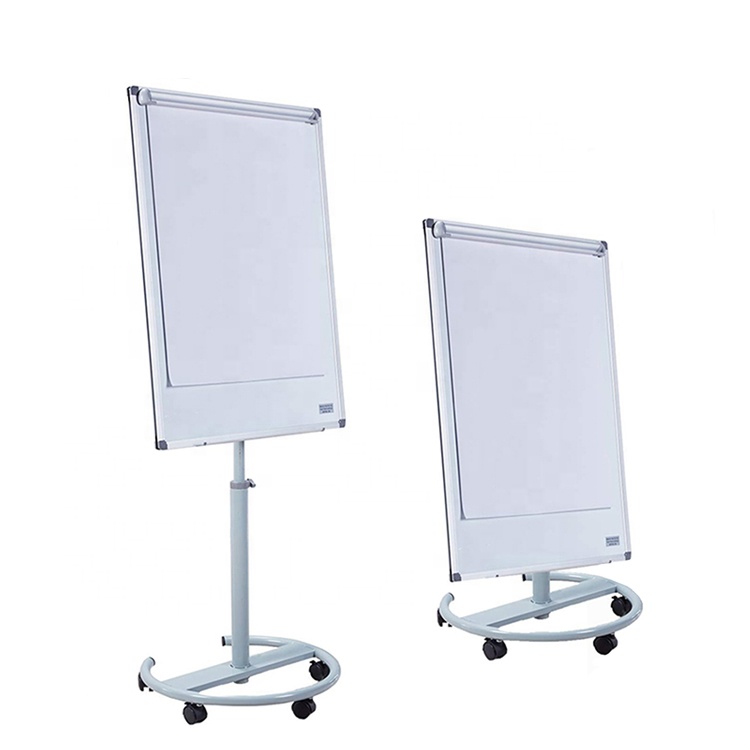 70x100cm aluminium frame flipchart easel height adjustable round based mobile flip chart board