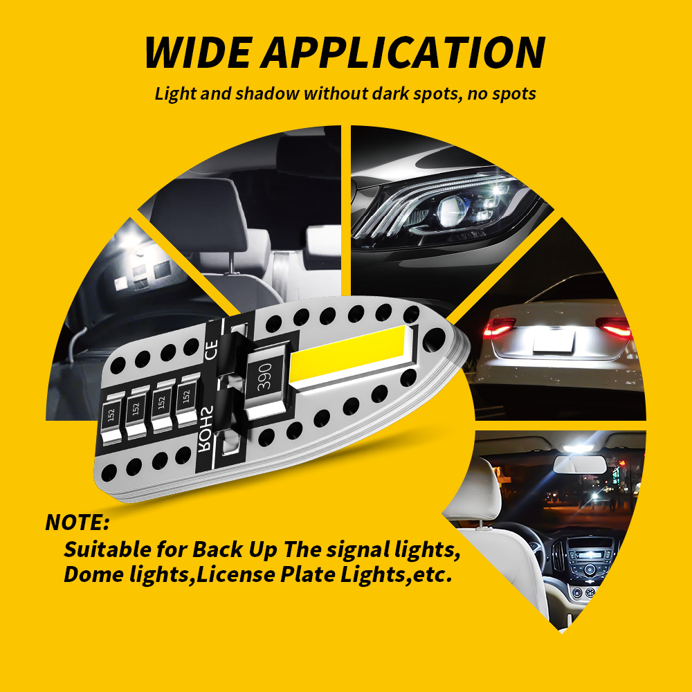 Светодиодные лампы DXZ T10, 10 шт., W5W, Canbus 7020 SMD для автомобильных парковочных огней, внутреннего освещения, карты, купольные огни, 12 в, белая автомобильная лампа