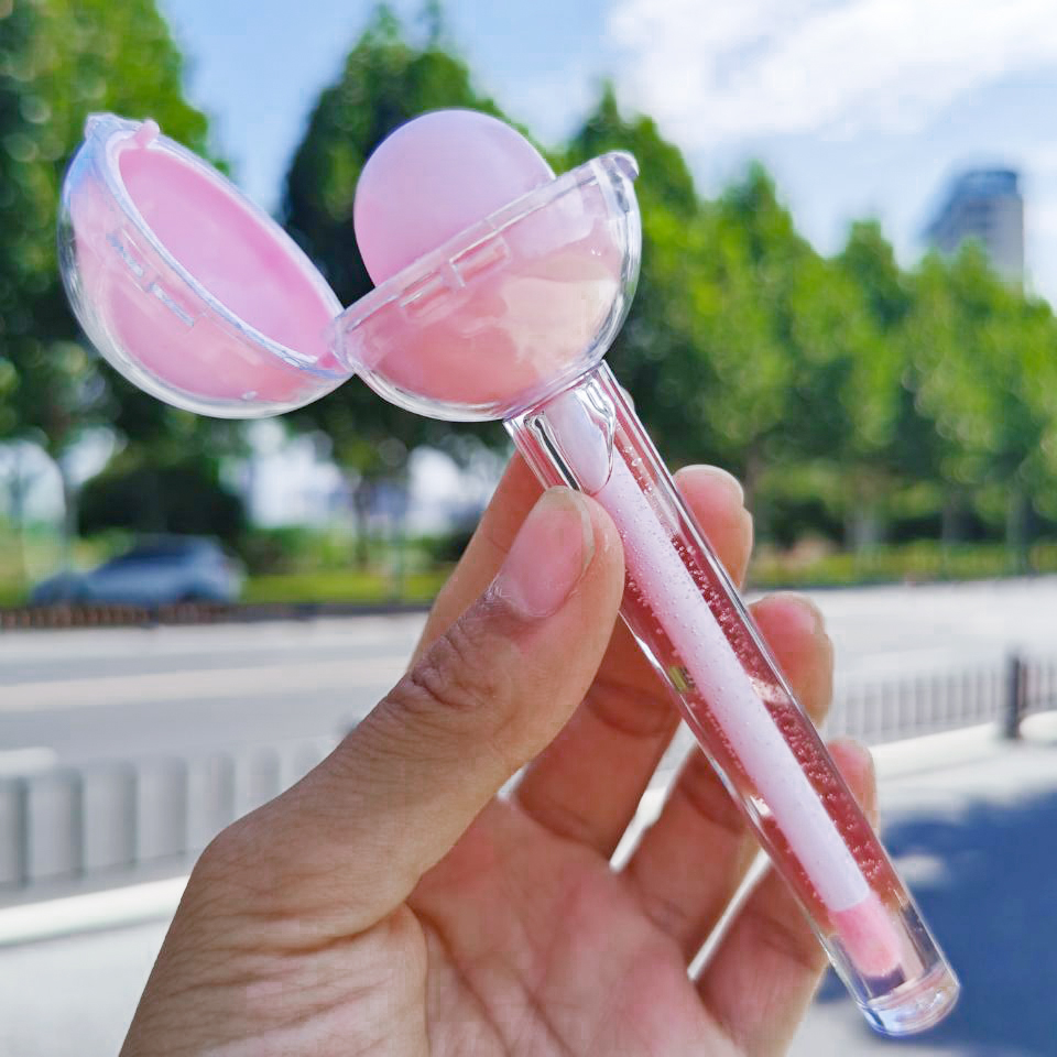 2021 New Lipgloss Base Private Label Kids Double Headed Lipstick Cute Lollipop Wand 2 1 Fornecedor New Tube Lip Gloss