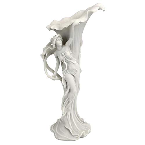 archaized resin vase Calla Lilly Maiden Art Nouveau Marble Resin Sculptural Vase, White