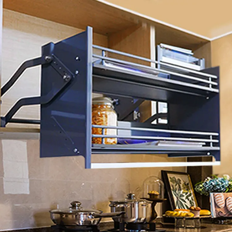 Hardware pullout metal wire cabinet lifting drawers storage kitchen pull out kitchen pull down basket elevator