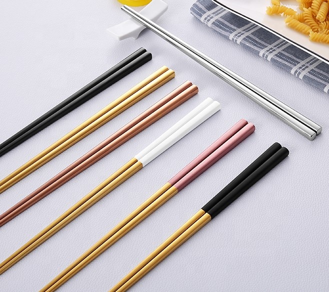 Reusable gold plating Korean Stainless steel chopsticks