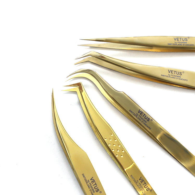 Free Customize Logo eyelash Extension Volume Tweezers Pinzas lash VETUS Tweezer manufacturers Makeup Stainless Steel Tweezers