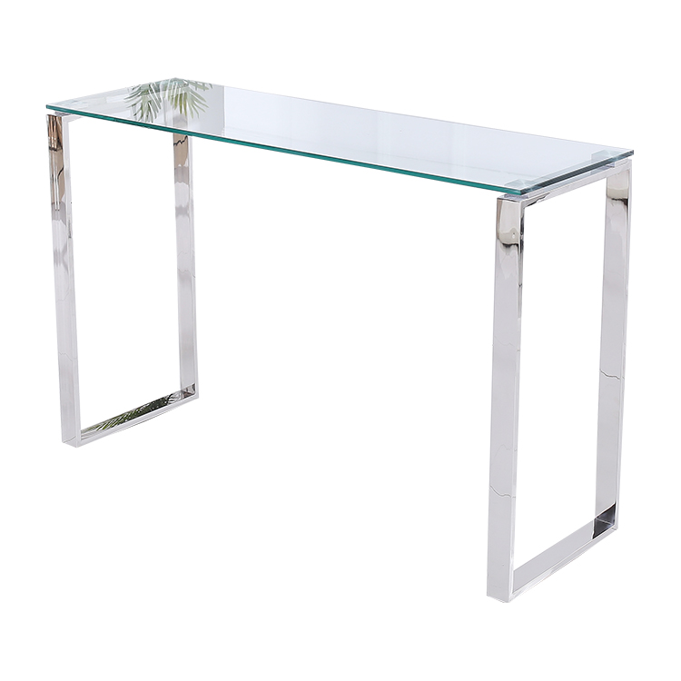 Modern design home furniture STAINLESS STEEL living room glass Console table