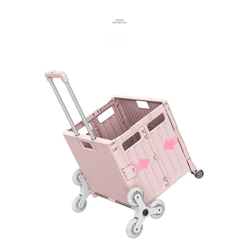 Hot sale new design supermarket luggage cart folding plastic trolley climbing shopping trolley